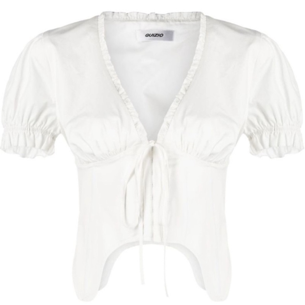 Danielle Guizio Full Sleeved Corset Top in White